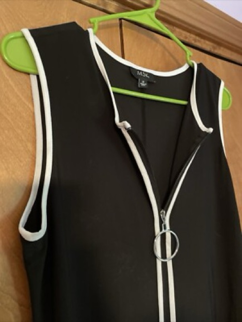 EUC MSK Black Dress w/White Accents, Zipper w/Silver Pull, Could be Cover Up - Picture 12 of 15